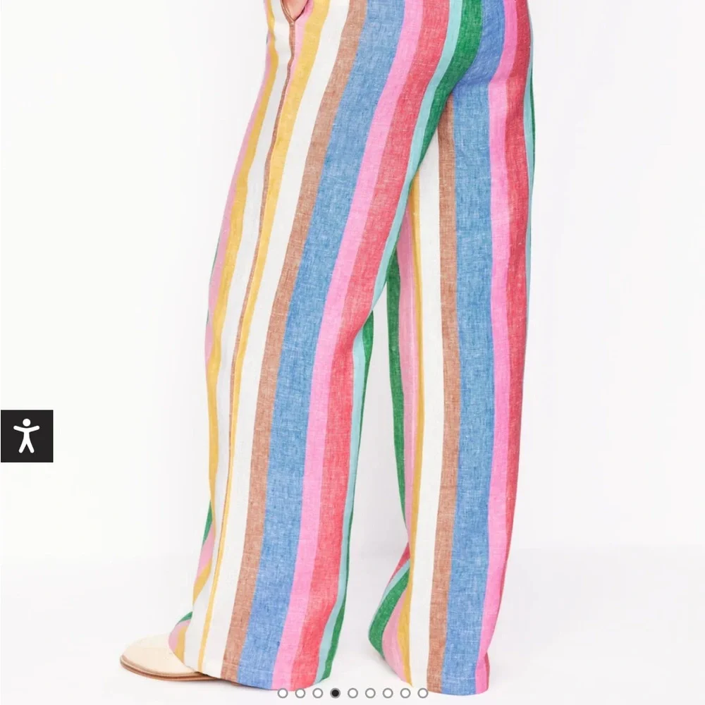 Boden Dulwich Linen Pants in Bright Rainbow Stripe - Picture 6 of 6